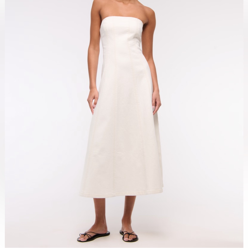 Abercrombie And Fitch Mila Strapless Midi Dress
